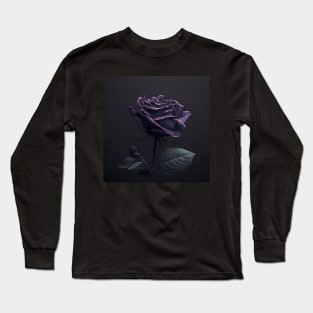 Dark Purple Rose on Dark Background Long Sleeve T-Shirt